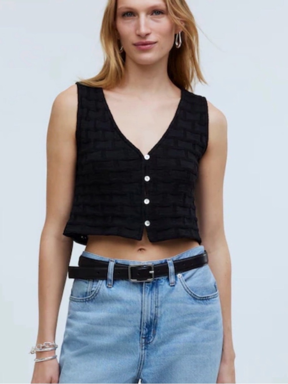 Madewell Black Basketweave stitch vest